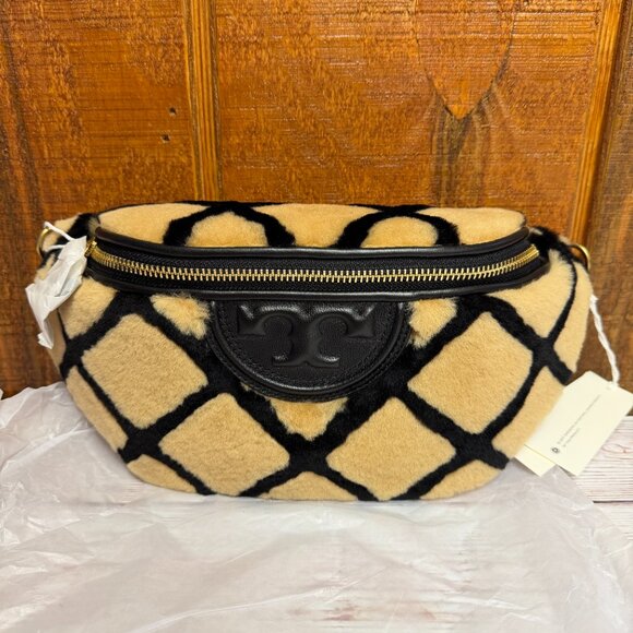 Tory Burch Fleming Shearling Belt Bag - Toffee - Picture 8 of 10